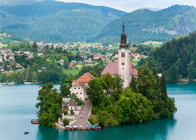 Bled, Eslovenia. Iglesia de la Asunción, Isla de Bled de Unbekannt Unbekannt